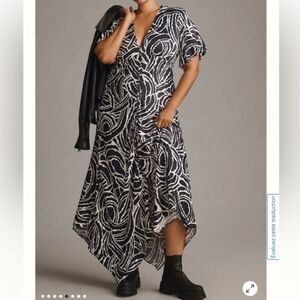 Anthropologie | Short-Sleeve V-Neck Button-Front Dress